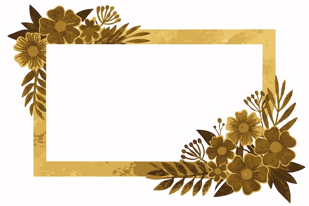 Tarjeta de boda floral minimalista en vector de color de papel dorado