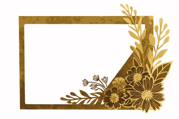 Tarjeta de boda floral minimalista en vector de color de papel dorado
