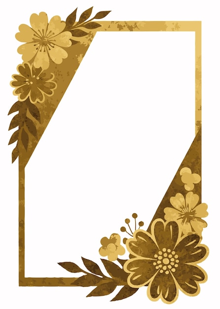 Tarjeta de boda floral minimalista en vector de color de papel dorado