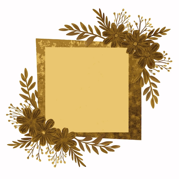 Tarjeta de boda floral minimalista en vector de color de papel dorado