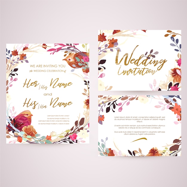 Vector tarjeta de boda floral