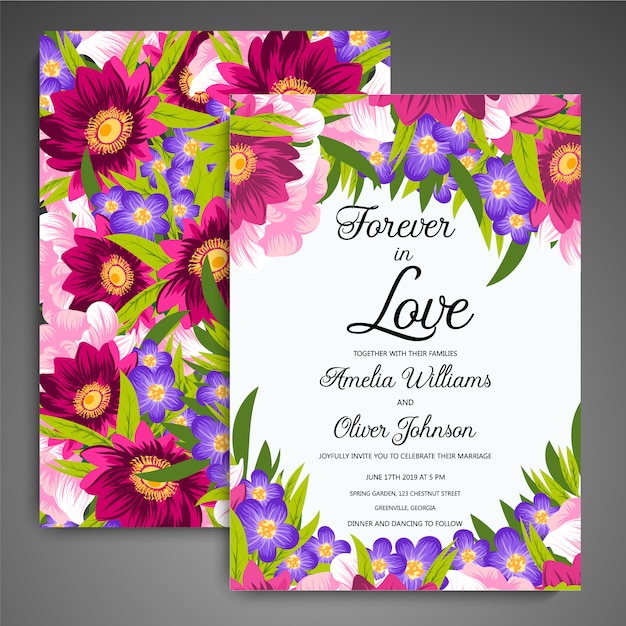 Vector tarjeta de boda floral