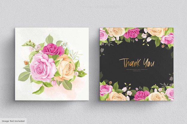 tarjeta de boda con rosas de color rosa suave