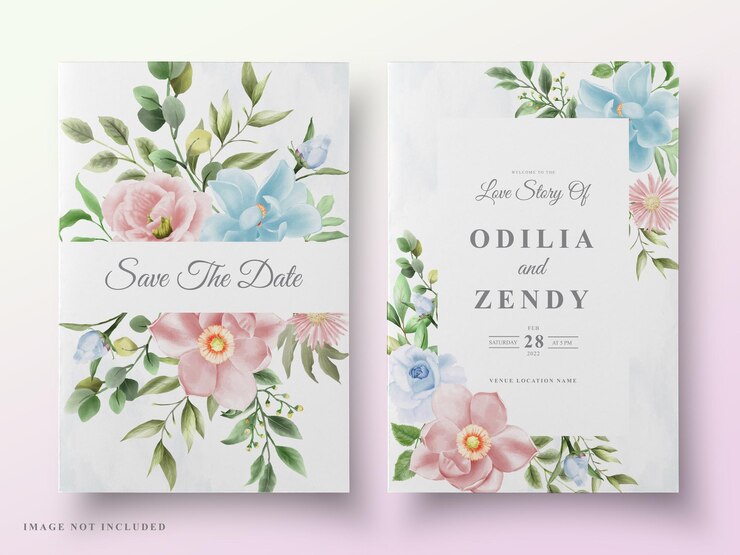 tarjeta de boda verde diseño floral