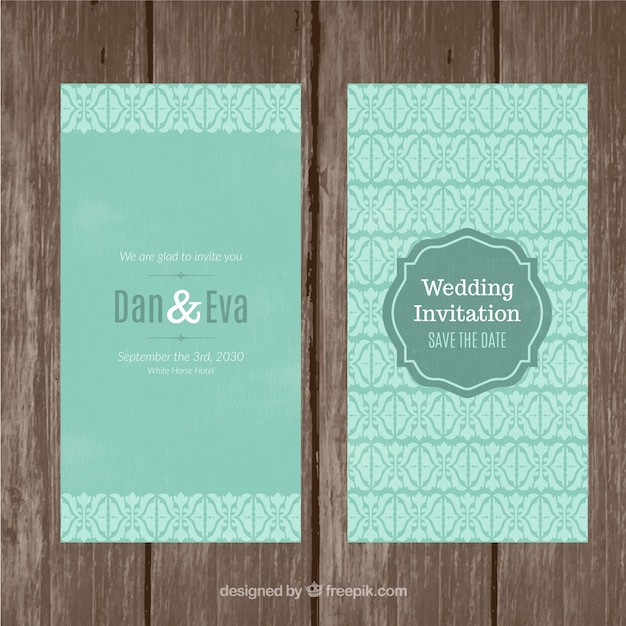tarjeta de boda verde con formas abstractas lindo