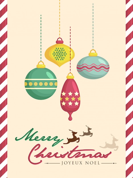 Tarjeta de bolas de navidad