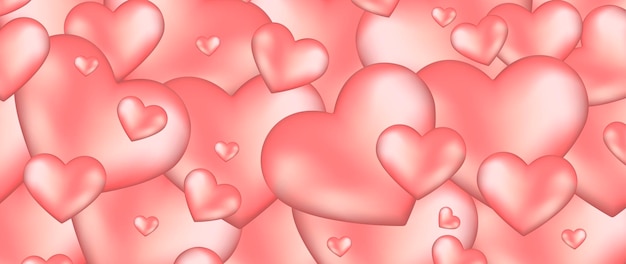 Tarjeta brillante para el Día de San Valentín con corazones 3D y texto