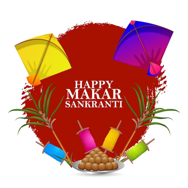 Tarjeta de celebración del festival hindú de Makar Sankranti