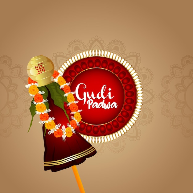 Tarjeta de celebración del festival indio feliz gudi padwa