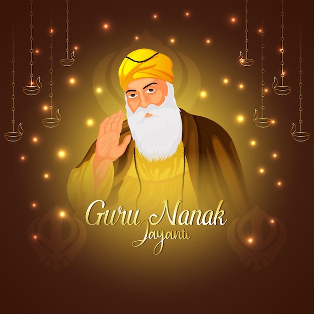 Tarjeta de celebración del festival sij happy guru nanak jayanti