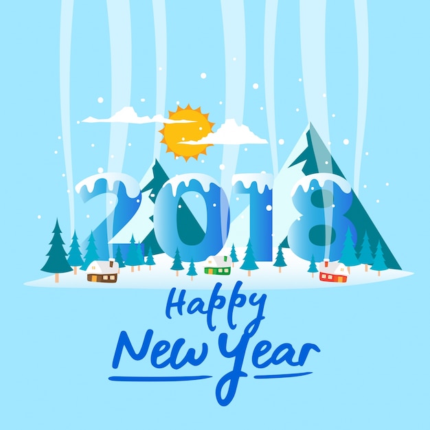 Tarjeta de celebración moderna feliz año nuevo 2018