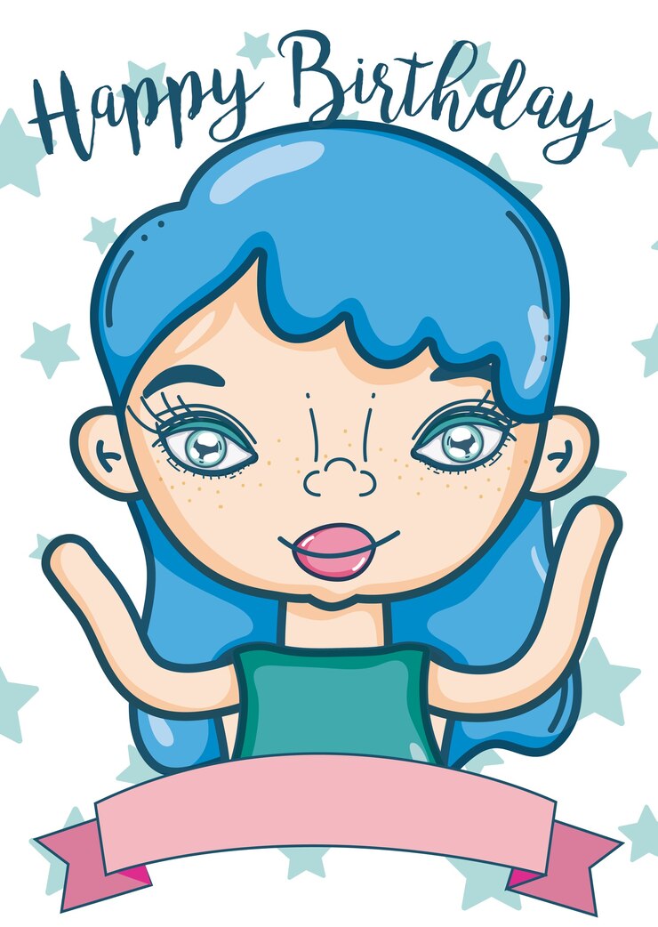 Vector tarjeta de chica feliz cumpleaños