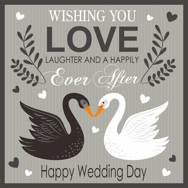 una tarjeta con un cisne y una felicitación de cumpleaños