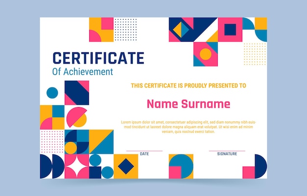 una tarjeta colorida con el nombre del premio en ella