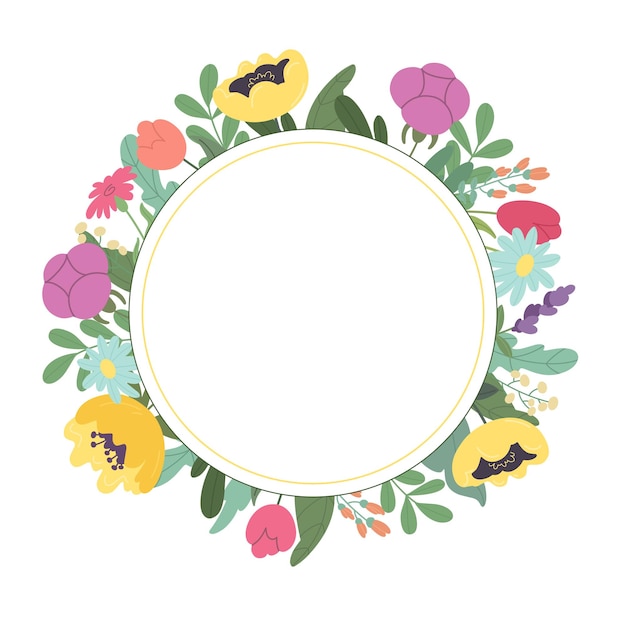 Tarjeta con coloridas flores silvestres sobre un fondo blanco Ilustración vectorial