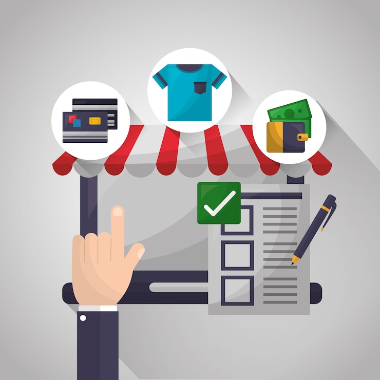 Vector tarjeta de compras en línea