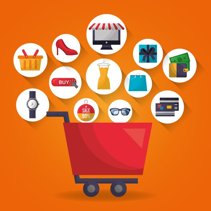 Vector tarjeta de compras en línea