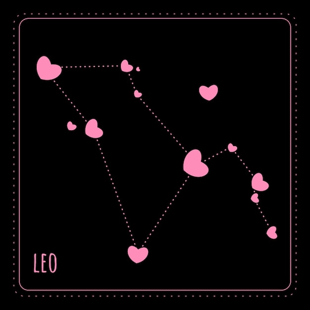 Tarjeta de constelación de San Valentín - signo zodiacal Leo