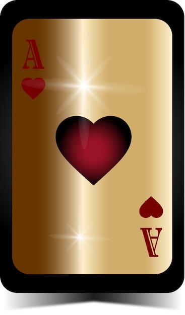 Tarjeta de corazón de oro as de casino