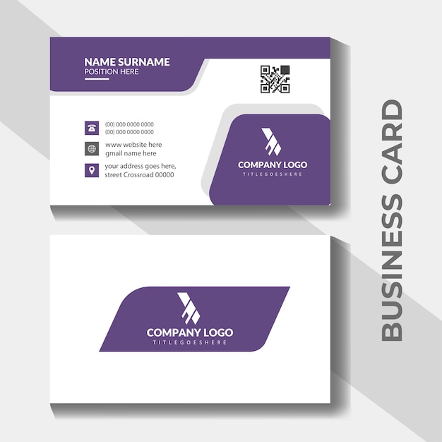 Tarjeta corporativa morada para tu negocio.
