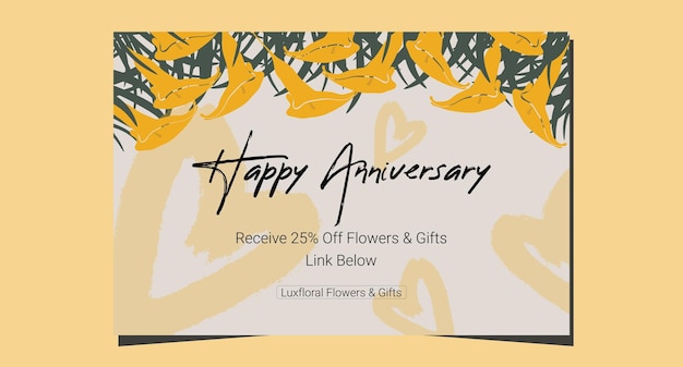 Vector tarjeta de correo electrónico calla lily corazón floral dibujado a mano feliz aniversario oferta de boletín de noticias promoción ninguno ai