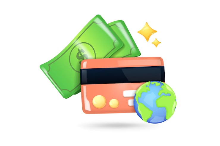 Vector tarjeta de crédito 3d dinero pago en línea tarjeta de crédito 3d con concepto de protección de pago vector de renderizado 3d para finanzas comerciales