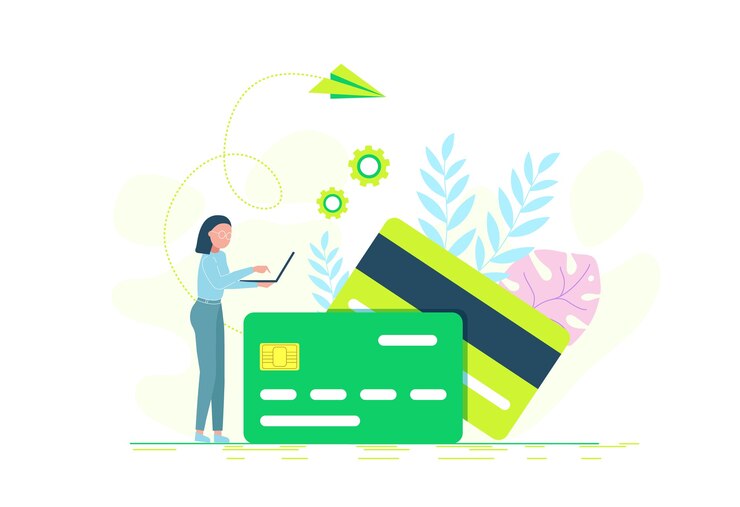 Tarjeta de crédito, concepto de pago online