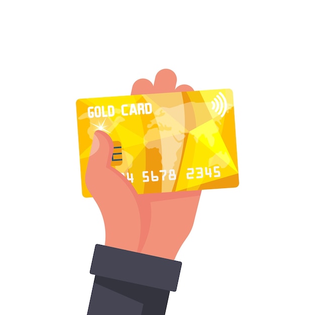 Tarjeta de crédito dorada sosteniendo en la mano la tarjeta Vip