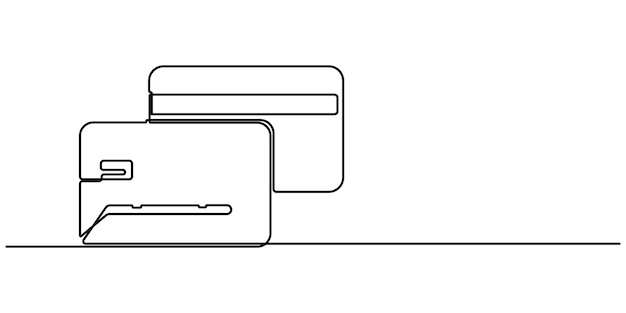 tarjeta de crédito en un estilo de dibujo continuo de una línea Ilustración vectorial de línea editable Una simple