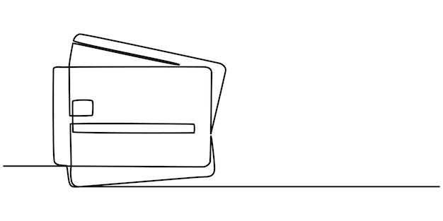 tarjeta de crédito en un estilo de dibujo continuo de una línea Ilustración vectorial de línea editable Una simple