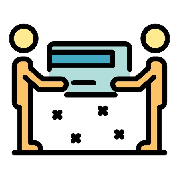 Tarjeta de crédito parte personas icono Contorno tarjeta de crédito parte personas vector icono color plano aislado