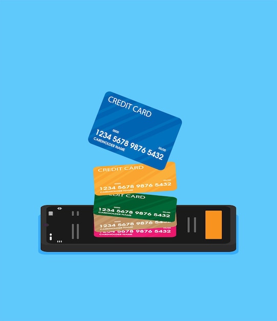 Tarjeta de crédito y pos terminal Vector ilustración plana