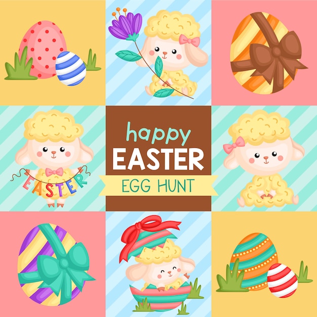 Tarjeta cuadrada linda de las ovejas de Pascua