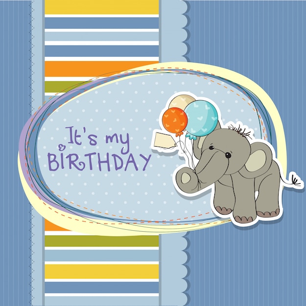 Tarjeta de cumpleaños de bebé con elefante