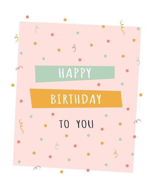 Tarjeta de cumpleaños con confeti y diseño tipográfico