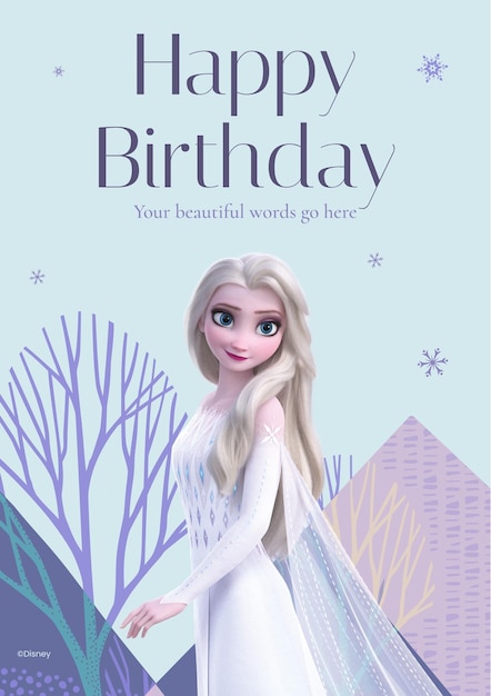 Tarjeta de cumpleaños congelada de Elsa