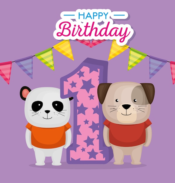 tarjeta de cumpleaños con diseño de ilustración de vector de número de vela