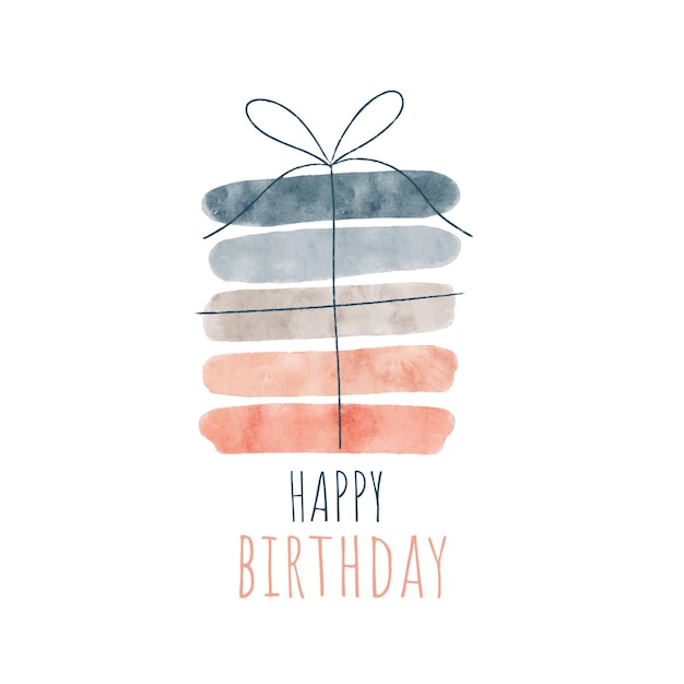Tarjeta de cumpleaños de diseño moderno en acuarela