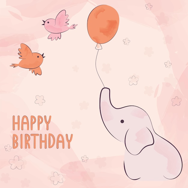 Tarjeta de cumpleaños con elefante