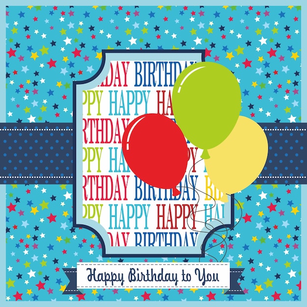 una tarjeta de cumpleaños con globos en ella que dice feliz cumpleaños