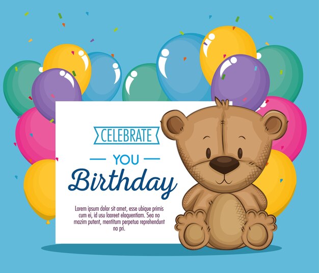 tarjeta de cumpleaños linda del oso del oso