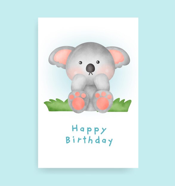 Tarjeta de cumpleaños con lindo koala en estilo acuarela