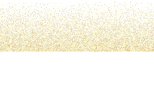Tarjeta de cumpleaños con textura metálica. Confeti dorado. Partículas de polvo dorado aisladas. Bokeh redondo vectorial. Fondo iridiscente abstracto. Ilustración de aniversario geométrico. Caótico telón de fondo nupcial.