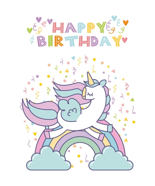 Tarjeta de cumpleaños de unicornio