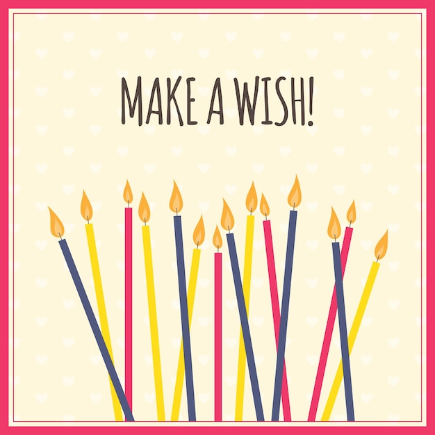 Tarjeta de cumpleaños vectorial Haz un deseo Tarjeta de aniversario feliz con velas