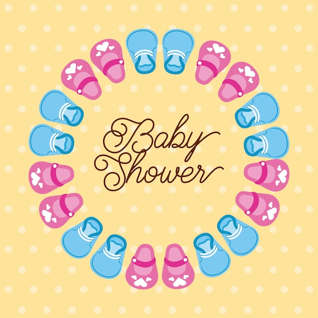 Tarjeta de decoración de zapatos de niño y niña de ducha de bebé