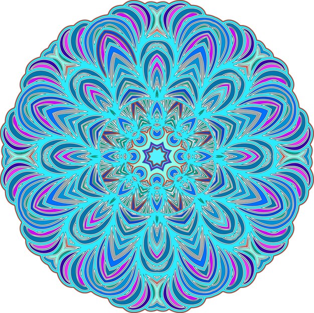 Tarjeta decorativa colorida ornamental con patrón de mandala en círculo Elemento vintage Fondo dibujado a mano