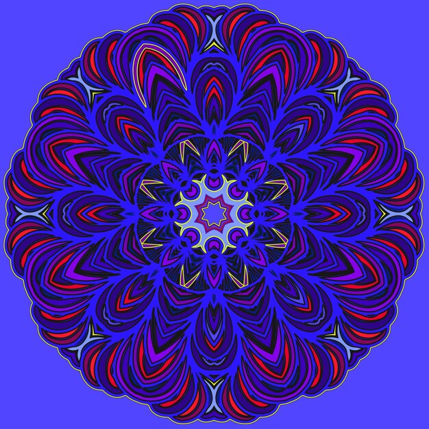 Tarjeta decorativa colorida ornamental con patrón de mandala en círculo Elemento vintage Fondo dibujado a mano