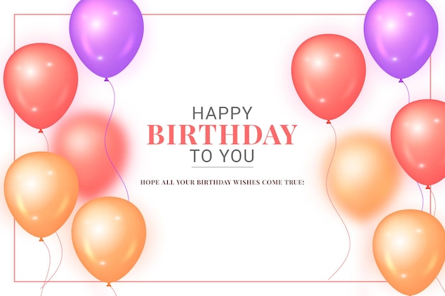 Tarjeta de deseo de feliz cumpleaños con colección de globos rojos y morados
