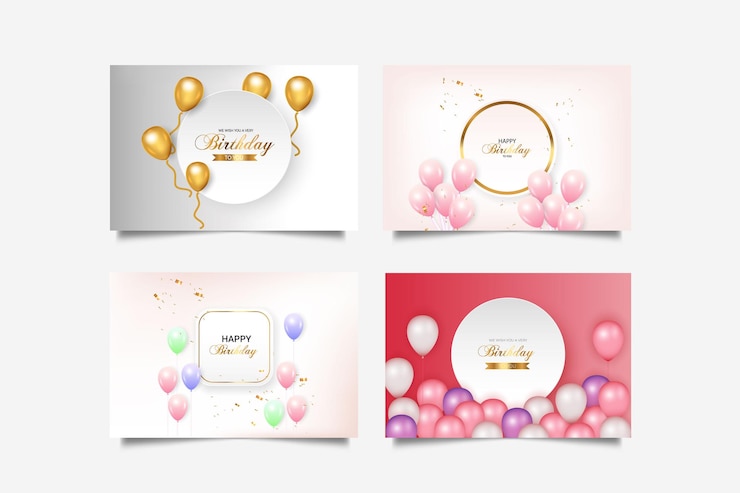 Vector tarjeta de deseos de cumpleaños con globo de colores.